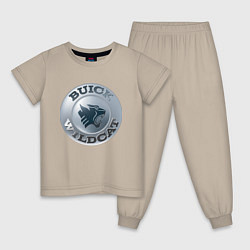 Пижама хлопковая детская Buick Wildcat - logotype, цвет: миндальный