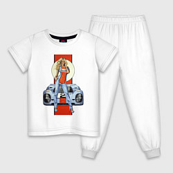 Пижама хлопковая детская Porsche - Motorsport - Girl, цвет: белый