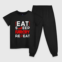 Пижама хлопковая детская Надпись eat sleep Far Cry repeat, цвет: черный