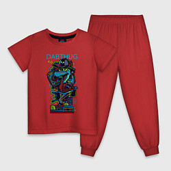 Пижама хлопковая детская Волк с магнитофоном, цвет: красный
