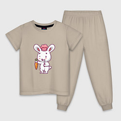 Пижама хлопковая детская Кролик повар, цвет: миндальный