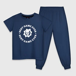 Пижама хлопковая детская Символ Gears of War и круглая надпись best game ev, цвет: тёмно-синий