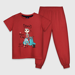 Пижама хлопковая детская Хороший день - позитив, цвет: красный