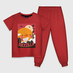 Пижама хлопковая детская Утка Годзилла, цвет: красный