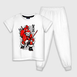 Пижама хлопковая детская Santa Claus - samurai with katana, цвет: белый