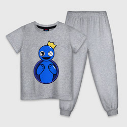 Пижама хлопковая детская Радужные друзья: Синий персонаж, цвет: меланж