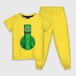 Пижама хлопковая детская Радужные друзья: Зеленый, цвет: желтый