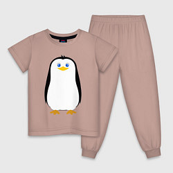 Пижама хлопковая детская Красивый пингвин, цвет: пыльно-розовый
