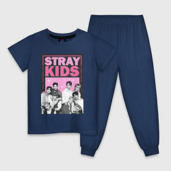 Пижама хлопковая детская Stray Kids boy band, цвет: тёмно-синий