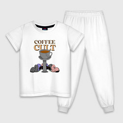 Пижама хлопковая детская Культ кофе, цвет: белый