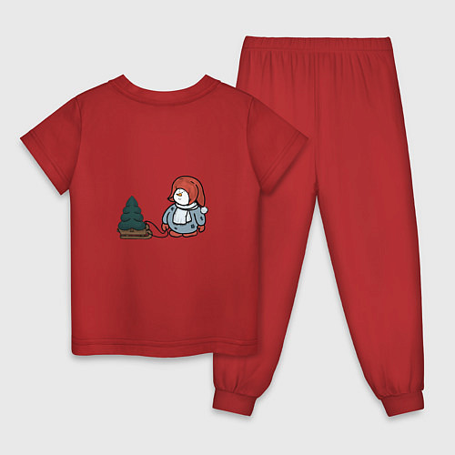 Детская пижама Снеговик с елкой / Красный – фото 2