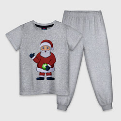 Пижама хлопковая детская Дед Мороз с елочной игрушкой, цвет: меланж