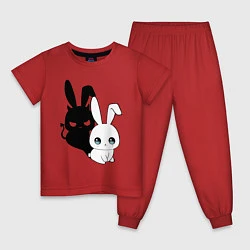 Пижама хлопковая детская Милый кролик - ангелочек или дьяволёнок?, цвет: красный