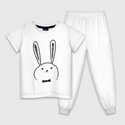 Пижама хлопковая детская Кролик с бабочкой, цвет: белый
