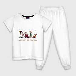 Пижама хлопковая детская Beatles Christmas, цвет: белый