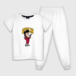 Пижама хлопковая детская Berlin - money heist, цвет: белый