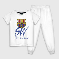Пижама хлопковая детская Barcelona - Spain - sweeper, цвет: белый