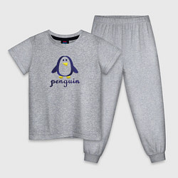 Детская пижама Пингвин детский и надпись penguin