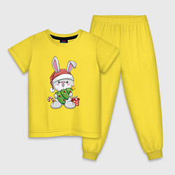 Детская пижама Новогодний кролик с елочкой