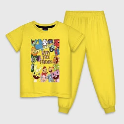 Пижама хлопковая детская Happy three friends - poster, цвет: желтый