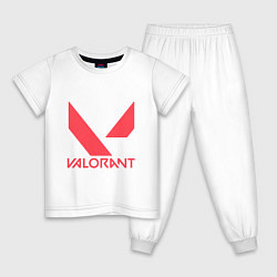Пижама хлопковая детская Valorant - logo, цвет: белый