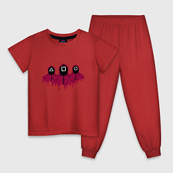 Пижама хлопковая детская Squid game army, цвет: красный