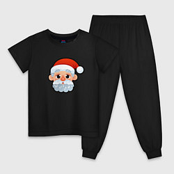 Пижама хлопковая детская Мультяшный Санта Клаус, цвет: черный