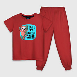 Пижама хлопковая детская Не торопись делать что-то сразу, цвет: красный