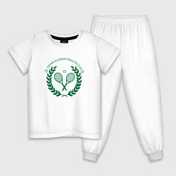 Пижама хлопковая детская Теннисный клуб, цвет: белый