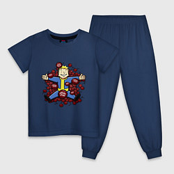 Пижама хлопковая детская Vault boy caps, цвет: тёмно-синий