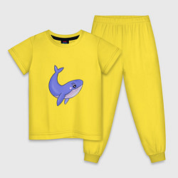 Пижама хлопковая детская Кит мультяшка, цвет: желтый