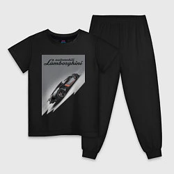 Пижама хлопковая детская Lamborghini - concept - sketch, цвет: черный
