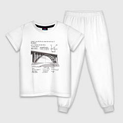 Пижама хлопковая детская Мост и математические формулы, цвет: белый
