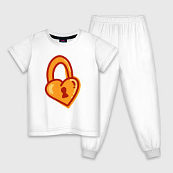 Пижама хлопковая детская Сердечко-замочек, цвет: белый
