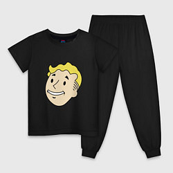 Пижама хлопковая детская Vault boy head, цвет: черный