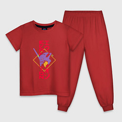 Пижама хлопковая детская Евангелион - силуэт Евы 01, цвет: красный