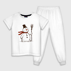 Детская пижама Новогодний снеговик с метлой