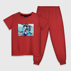 Пижама хлопковая детская Скарамучча Геншин импакт, цвет: красный