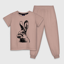 Пижама хлопковая детская Wild rabbit, цвет: пыльно-розовый