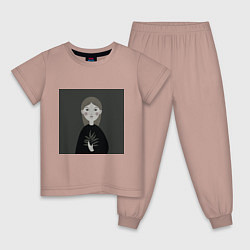 Детская пижама Мультяшная девочка с растением в руке