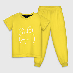 Пижама хлопковая детская Милая зая белая, цвет: желтый