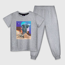 Пижама хлопковая детская Слон и пирамиды, цвет: меланж