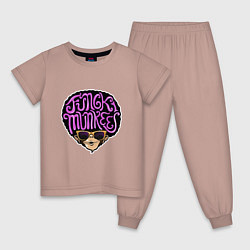 Пижама хлопковая детская Funky monkey, цвет: пыльно-розовый