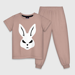 Пижама хлопковая детская Evil bunny head, цвет: пыльно-розовый