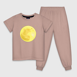 Пижама хлопковая детская Луна и звезды, цвет: пыльно-розовый