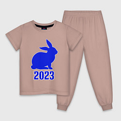 Детская пижама 2023 силуэт кролика синий