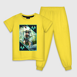Пижама хлопковая детская Скарамучча анемо странник, цвет: желтый