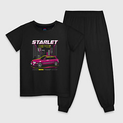 Пижама хлопковая детская Toyota Starlet ep81, цвет: черный