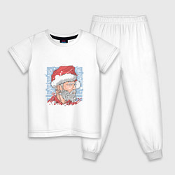 Пижама хлопковая детская Claus christmas, цвет: белый