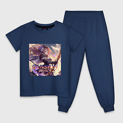 Пижама хлопковая детская Игра Геншин Импакт, цвет: тёмно-синий